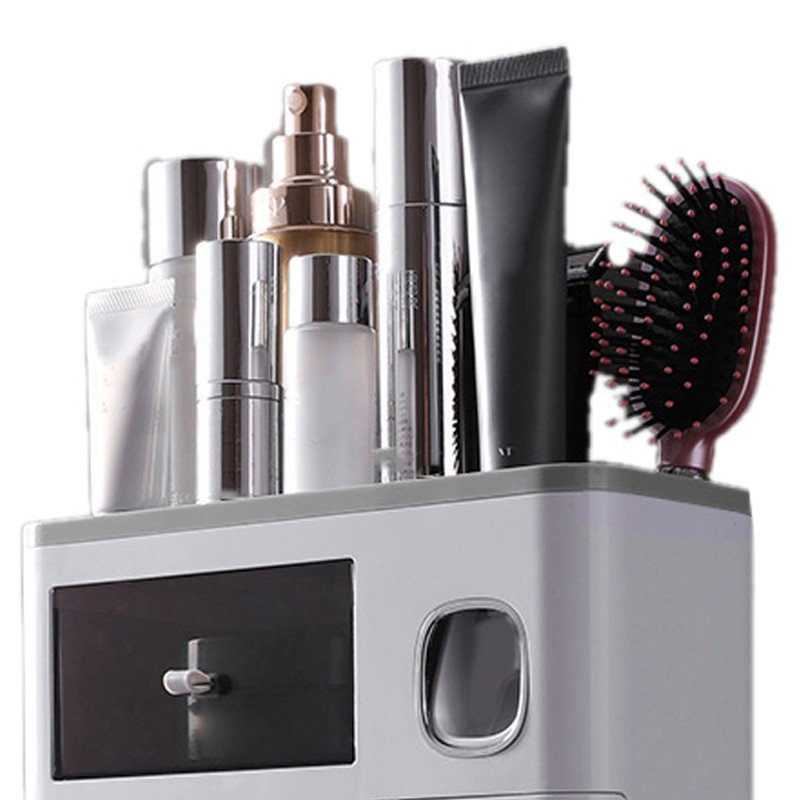 Wall Mounted Toothbrush Holder Multi Function Magnetic Absorption Bathroom Storage