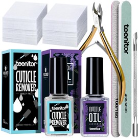 Teenitor Cuticle Softener Remover, Cuticle Oil, Nail Care Cuticle Remover Tools Set with Cuticle Trimmer,Cuticle Pusher,Nail File Buffer, Cuticle Nipper