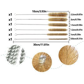 AOYEGIC 6 Piece Brass Pipe Brush Set, Wire Brush, Brass Pipe Cleaning Brush, Brass Wire Cleaning Brush, Drill Hole Brush, Pipe Cleaning Brush, Hole Brush, for Pipe Pipe Drilling Cleaning (8-22 mm)