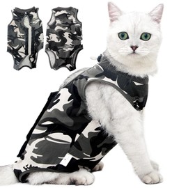 Kodervo Cat Recovery Suit for Abdominal Wounds or Skin Diseases, Breathable Cat Onesie for Cats After Surgery Spay Neuter, Anti Licking Cat Cone Alternative, Professional Pet Surgery Recovery Shirt