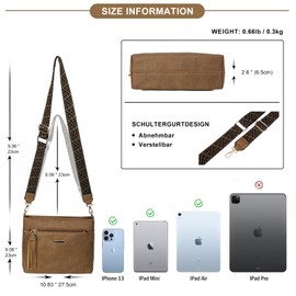 Gladdon Women's Small Handbag, Medium Shoulder Bag, Vegan Leather Shoulder Bag, Crossbody Bag, Multiple Compartments with Adjustable, Removable, Wide Strap, Mud