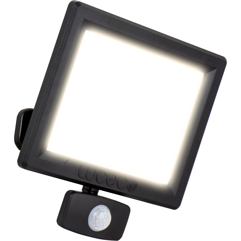 Luceco Essence Multi-Position Floodlight with PIR Motion Sensor, 50 Watts,