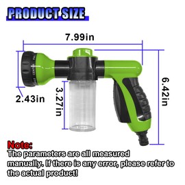 GAOLAOSY High Pressure Car Wash Foam Gun, 8 Way Spray Pattern Garden Hose Nozzle with 3.5oz/100cc Soap Dispenser, Adjustable Hose Spray Nozzle for Car Washing, Pet Shower, House Cleaning (Green)