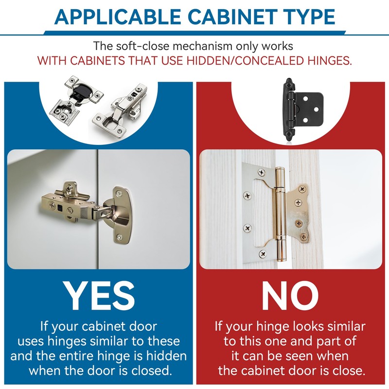 Hohean 10 Pack Soft Closing Cabinet Hinges, Universal Soft Close