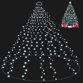 Christmas Tree Lights Christmas Lights Outdoor Indoor 400Led 9.84Ft 10 Lines Christmas Lights with 8 Modes And Timer, Fairy Tree Lights for Wedding Home Party 6Ft - 9Ft Xmas Tree Decor(CoolWhite)