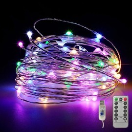 Fantasee Copper Wire String Lights USB Powered LED Fairy Lights 8 Modes with Timer Remote Control for Home Bedroom Birthday Party Wedding Christmas Festival Decor (Multi-Colored, 16.4ft 50leds)