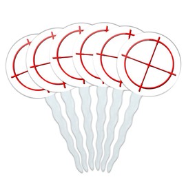 Set of 6 Cupcake Picks Toppers Decoration Guns Weapons Military - Sniper Scope Sight Target
