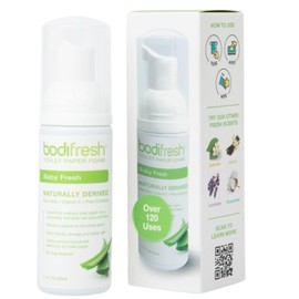 Bodifresh Toilet Paper Foam, Liquid Wet Wipe | Plant-Based, Eco Friendly Flushable Wet Wipe Alternative with Aloe & Vitamin E (1.7 Fl Oz (Pack of 1), Baby Fresh)