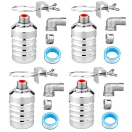 4 Sets Water Float Valve Kit, 1/2" to 3/4'' Stainless Steel Automatic Water Level Control Shut Off Float Valve for Aquarium Swimming Pool Fish Tank Livestock Trough Distiller