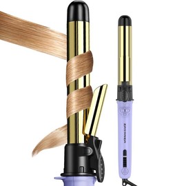 Automatic Rotating Curling Iron Long Barrel Suitable Waves Beach Curls 5 Adjustable Temps 1H Auto Off Dual Voltage Anti-Scald Comfort Titanium curler:_1 inch_Purple