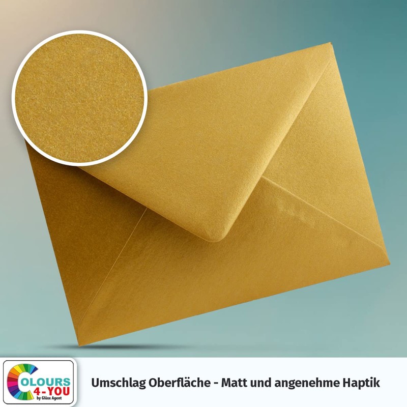 COLOURS-4-YOU Envelopes, DIN C6, Gold, 11.4 x 16.2 cm, 110