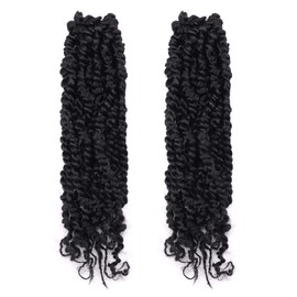 TOYOTRESS Tiana Passion Twist Hair - 12 inch 2 Pcs Pre-twisted Crochet Braids Natural Black, Synthetic Braiding Hair Extension ( 12 Inch, 1B)