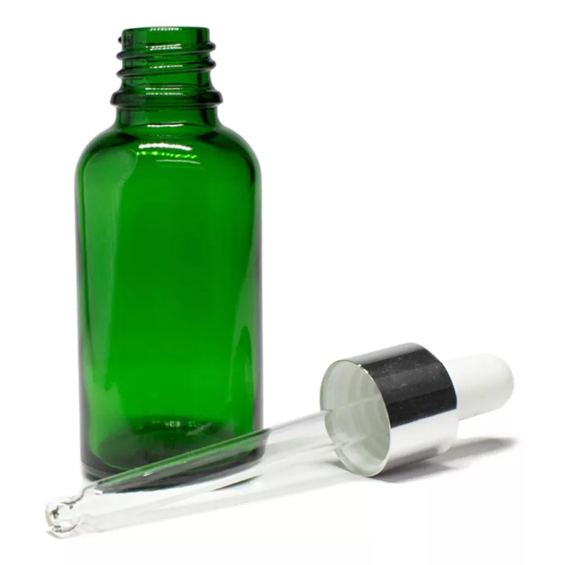 Meliars Frasco Gotero 20 Ml Cristal Verde Bulbo Plata (