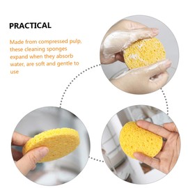 FOMIYES Compressed Facial Sponges 20pcs Soft Wood Pulp Cotton Puff Round Makeup Removal Sponge Reusable for Travel