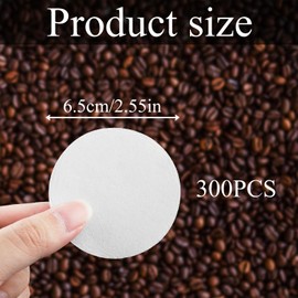 Tabanzhe White Coffee Filters Papers-300PCS Round Disposable Replacement Paper Filters 64mm/2.5" Coffee Filters Papers for Coffee Makers Machines Brewing Tea Coffee (White)