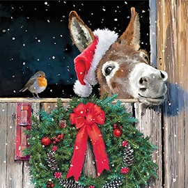 20 Napkins Bird and Christmas Donkey Donkey Animals Winter Christmas Table Decoration Party Celebration Craft Decoupage Decoupage 33 x 33 cm