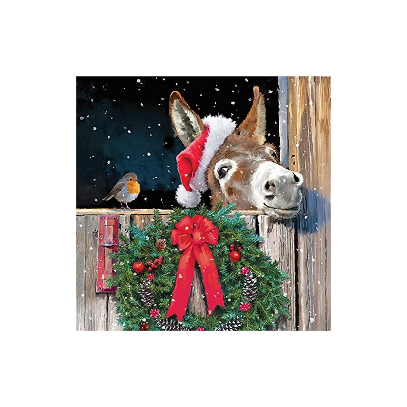 20 Napkins Bird and Christmas Donkey Donkey Animals Winter Christmas