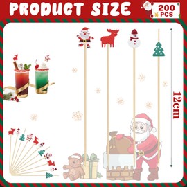 200PCS Cocktail Picks, Fancy Toothpicks for Appetizers, Decorative Skewers for Appetizers Drinks Party Fruit, 4.7 Inch Long Wooden Bamboo Gold Ball Food Sticks Charcuterie Boards Accessories-4Style