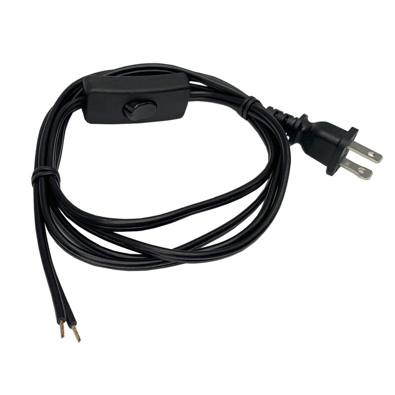Lamp Cord with Plug and Switch, 6 Feet Black Light