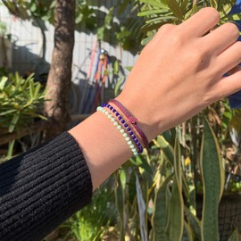 KELITCH Crystal Beaded Bracelets Hand Woven Rope Strand Bracelets Fashion Women Bangles New (Light Green 17I)