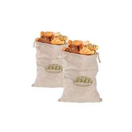 2 Pcs Natural Linen Bread Bag - 38x27 cm with Drawstring Cloth Linen Bread Bags for Homemade Bread, Perfect for Baking, Storage & Picnics