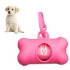 ECOMAID Dog Poop Bag Dispenser, Bone Shaped Dispenser for Dog and Pet Poop Bags, 1 Roll Dog Waste Bags (Pink)