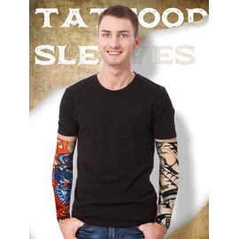 Geyoga 12 Pieces Tattoo Sleeves Set Fake Arm Sleeves Cover Realistic Soft Elasticity Arm Protection for Men Women Working (Art Pattern)