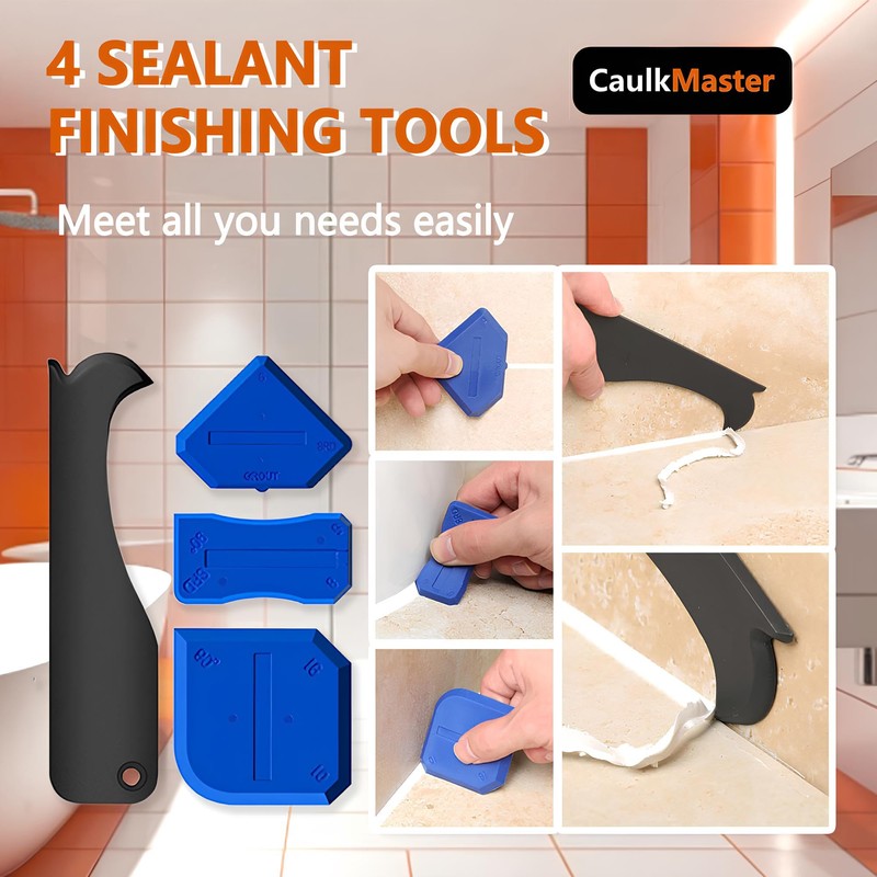 CaulkMaster Silicone Caulking Tool 3-in-1 Caulk Remover & Application Scraper,