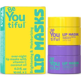 BeYoutiful Set de mascarillas para labios de BeYOUtiful, bálsamo hidratante para labios secos y agrietados, brillo de labios para niñas y niños, cuidado de la piel para adolescentes, 2 piezas, 0,3 o