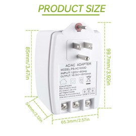 EPLZON 16.5V 1810mA Plug in Thermostat and Doorbell Transformer 16.5 Volt Transformer with PTC Fuse Compatible with Nest, Ecobee, Sensi and Honeywell Thermostat and All Versions of Ring Doorbell