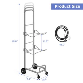 5 Gallon Water Jug Stand with Wheels, Heavy Duty Water Bottle Holder with Foldable Shelf, Water Bottle Storage Organizer, Hand Truck for 5 Gallon Bottle for Garage, Pantry Room, Living Room, Silver