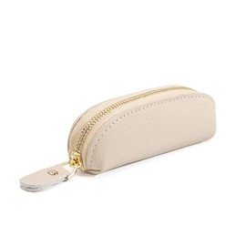 Monedero de cuero de grano completo - Monedero pequeño de viaje con cremallera - Mini llavero para cambio de moneda para mujeres y hombres, Blanco hue