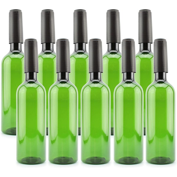 Cornucopia Brands Botellas de vino de plástico (10 unidades), color verde