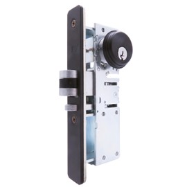 elox Narrow Stile Aluminum Door Mortise Deadlatch Lock Double Keyed Cylinder & 4 Keys, Handing Reversible, 1-1/2" Backset, in Bronze Duronodic Finish
