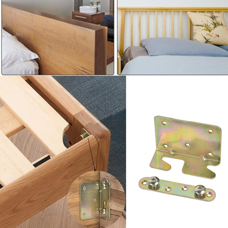 Heavy Duty Non-Mortise Bed Rail Brackets, Universal Wooden Bed Rail