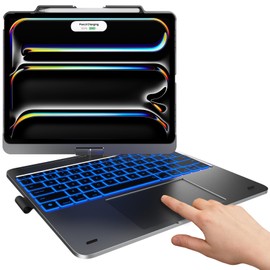 typecase typecase Touch Case with Keyboard for iPad Pro 13-inch(M4, 2024), iPad Air 13-inch(M3, 2025/M2, 2024) & iPad Pro 12.9(6th/5th/4th/3rd Gen), Trackpad, 360 Rotatable, 11-Colors Backlit, Midnight Gray