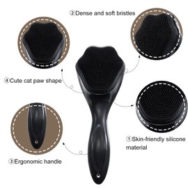 Silicone Face Scrubber Exfoliating Brush 2 Pack for Men, Beomeen Manual Handheld Facial Cleansing Brush Blackhead Scrubber, Soft Bristles Waterproof for Face Skincare (Black)