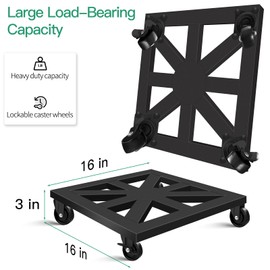 LLAXERGU Plant Caddy with Wheels, 12'' 2 Pack Metal Rolling Plant Stand Square Plant Dolly with Iron Lockable Casters Heavy Duty Pot Mover Rollers, Holds up 400 Lbs Planter