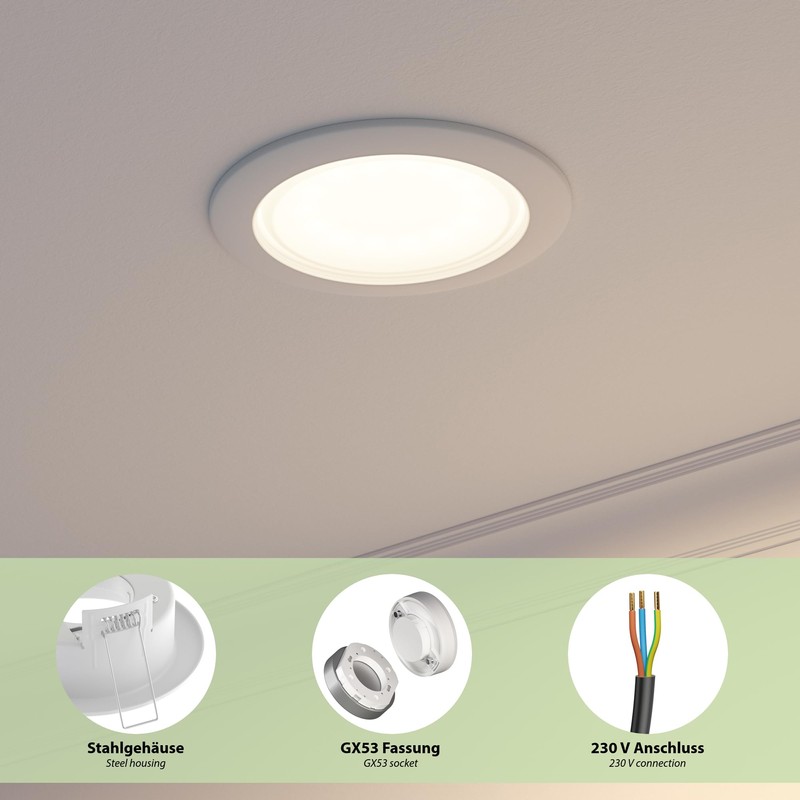 ledscom.de ZOBE II Recessed Ceiling Light Round 107 mm Diameter