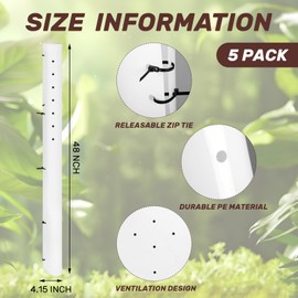 Pushglossy 5 Pack Tree Grow Tube Seedling Protectors Slit Tree Grow Guard with Releasable Zip Ties Guard Small Plant Shelter Split Plant Protector for Outdoor Sapling Cuttings (48 Inch)