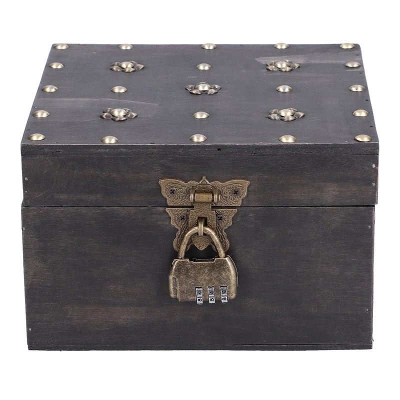 Treasure Props Storage Box with Password Lock Retro Wooden Storage