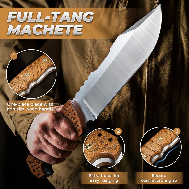 Purple Dragon Heavy Duty Machete for Cutting Trees-Fixed Blade Knife