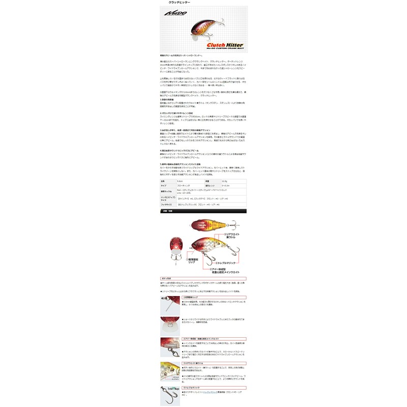 EVERGREEN Crankbait Super Shallow Runner Clutch Hitter, 2.3 inches (5.8