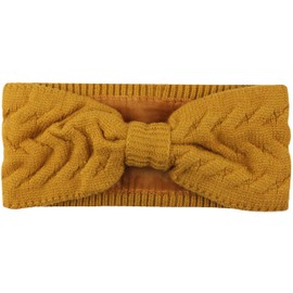 Frentree Headband Lined Women's Knitted Headband Girls Ear Warmers with Bow Warm Fleece Lining