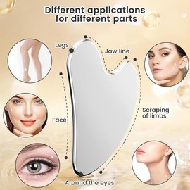 304 Stainless Steel Gua Sha Facial Tools. Comfort Guasha Tool for Face or Body Massage. Skin Care Tool for Body Treatment, Metal Beauty Essentials:_1 pack