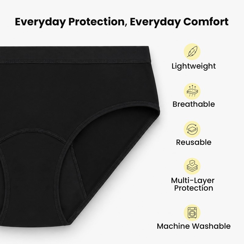 Women's Reusable Incontinence Underwear, 3 Pack Protective Briefs (XXL)