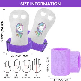 LOVMEAD Sports Gloves for Horizontal Gloves, Children, Protects Hand Palm with Bracelets Pair, Bar Handles, Palm Protection, Wrist Support for Kettlebells, Sports, Workout (Purple, M)