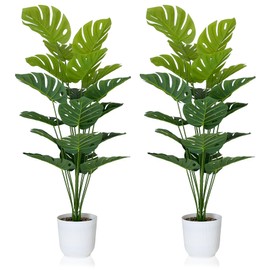 SAJANDAS Set of 2 Artificial Monstera Deliciosa Plants in Pots, Fake Tropical Trees with Greenery Leaves Stems, 45 Inch Faux Swiss Cheese Floor Plants for Porch, Garden, Office, Store, Home Decor