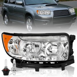 TUSDAR Headlight Assembly w/Bulbs Set for 06-08 Subaru Forester / 07-08 Subaru Forester w/o Sports Package Headlamp Passenger Side