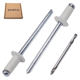 SKIR'CO Pack of 100 blind rivets painted 3.2 x 8 mm, aluminium pop rivets, drill included (grey white RAL 9002)